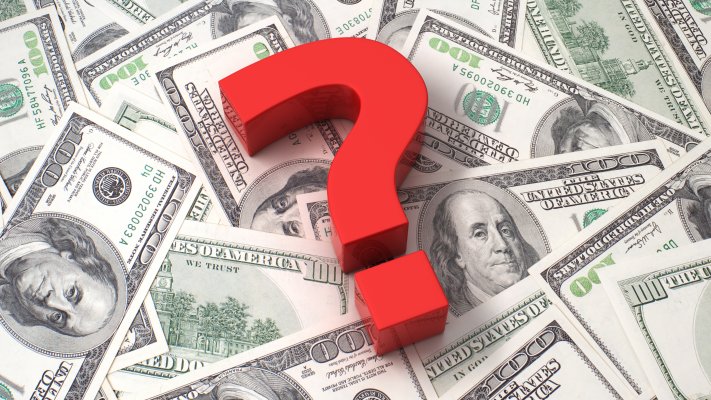 truthfinder background check service cost money red question mark on dollar bills